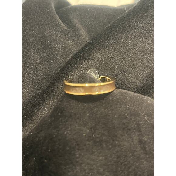 NWT Ann Taylor Loft Brown Enamel and Gold 1" Hoop Earrings with post-back - Picture 2 of 8